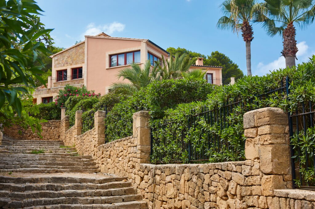 Traditional stone house in Mallorca. Balearic island summer. Spain